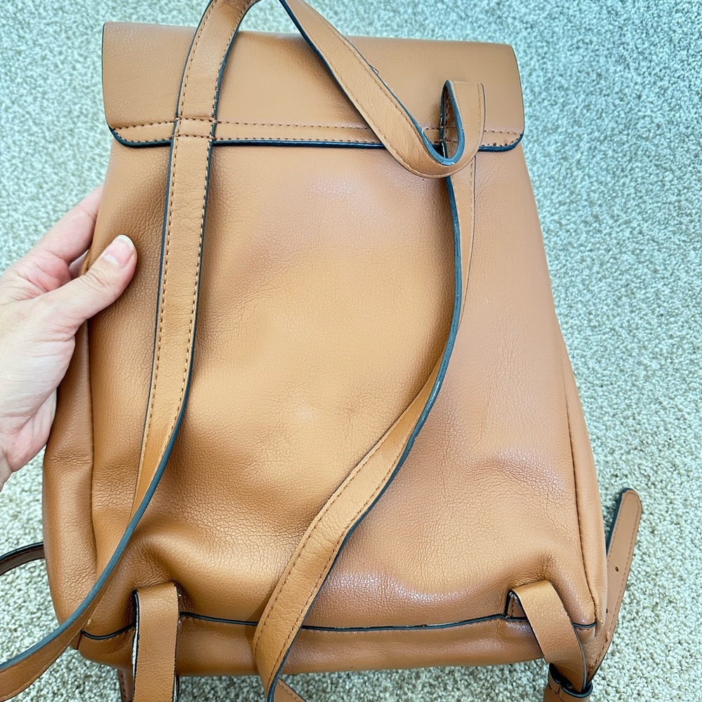 Zara Brown Leather Drawstring Backpack - image 2